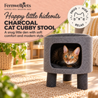 Charcoal Felt Cat Hideaway Stool cosy cubby image