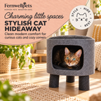 Charcoal Felt Cat Hideaway Stool warm home lifestyle image