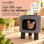 Charcoal Felt Cat Hideaway Stool cosy cat retreat image