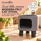 Charcoal Felt Cat Hideaway Stool modern cosy hideaway image
