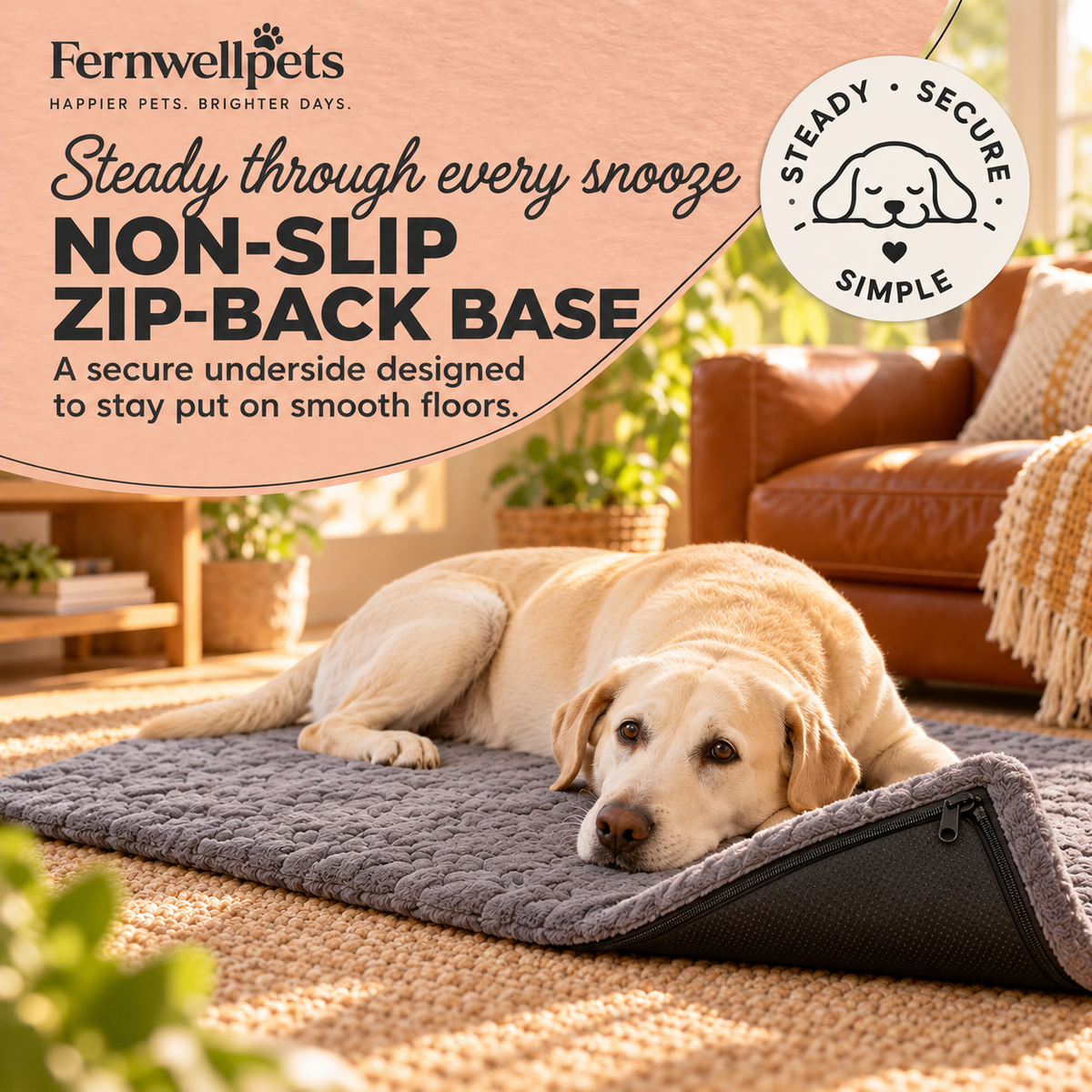 CloudRest Support Bed XL non-slip zip-back base