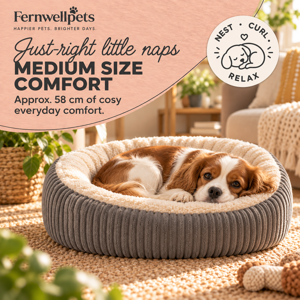 CordNest Plush Oval Bed Medium size guide approximately 58 centimetres
