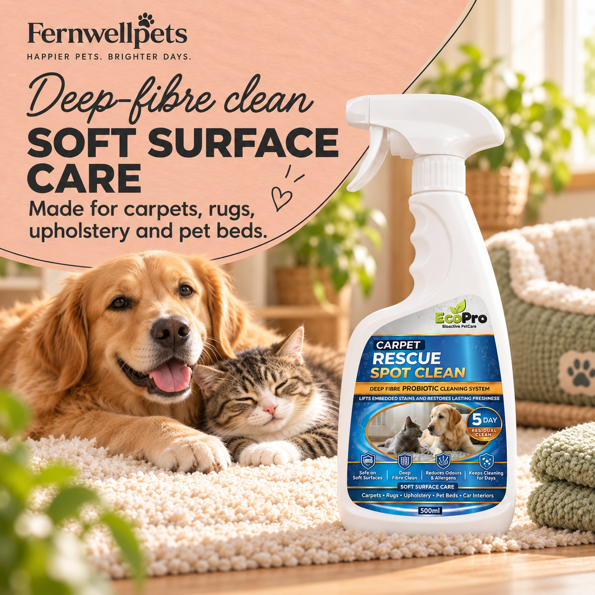 EcoPro Carpet Rescue Spot Clean – 500ml for carpets, rugs, upholstery and pet beds