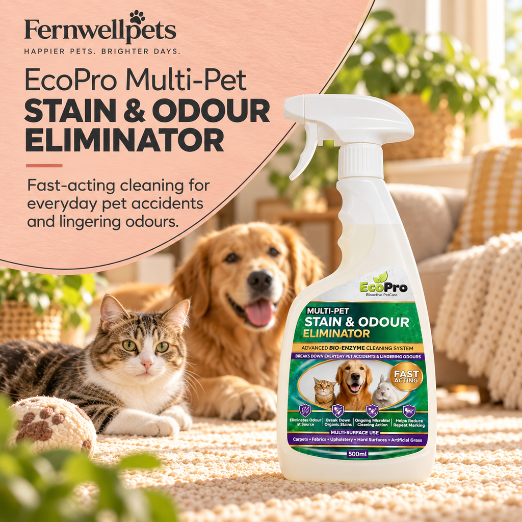 EcoPro Multi-Pet Stain & Odour Eliminator – 500ml hero image in fernwellpets peach theme