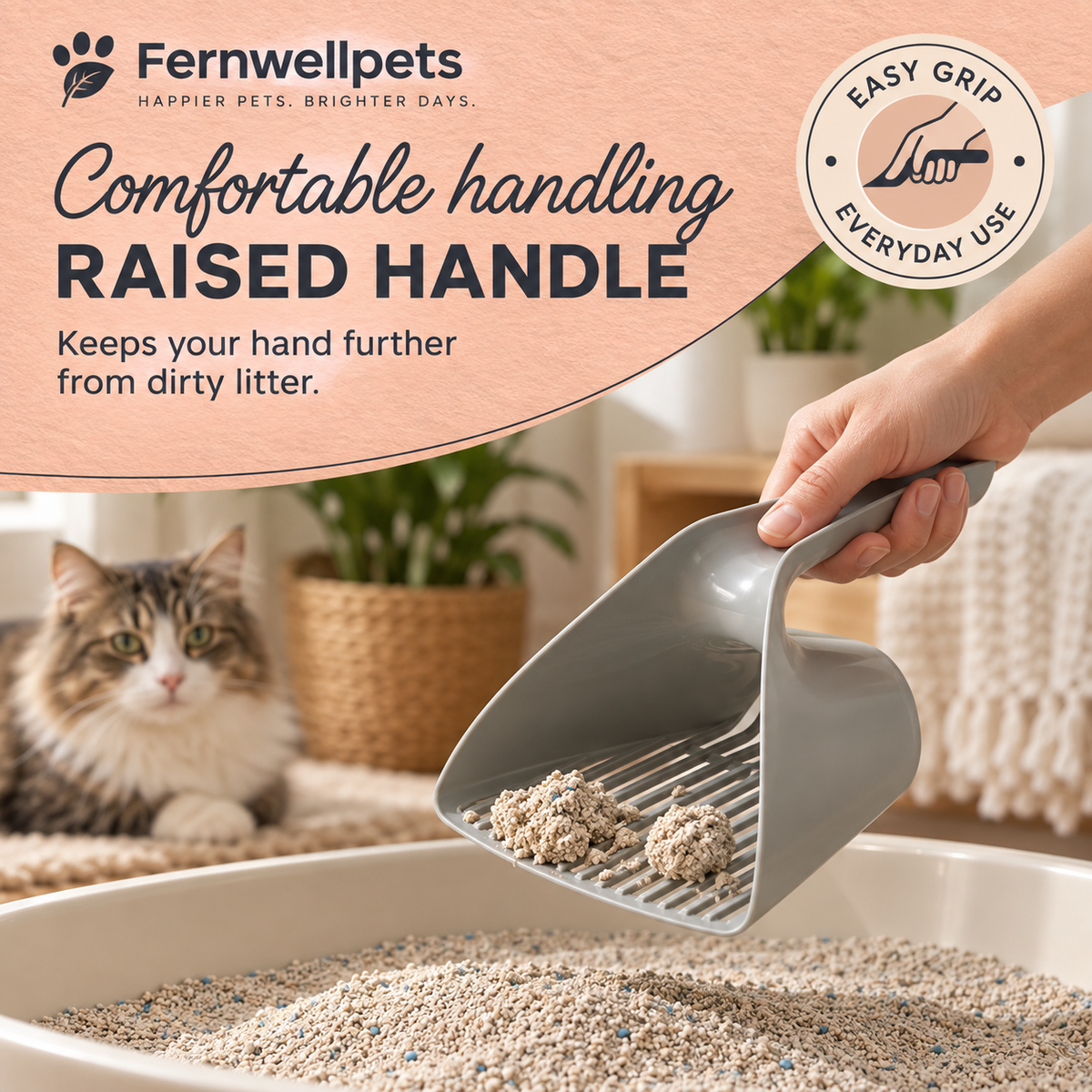 Fernwellpets Clean Sift Litter Scoop raised handle