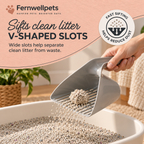 Fernwellpets Clean Sift Litter Scoop V-shaped sifting slots