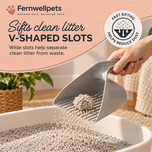 Fernwellpets Clean Sift Litter Scoop V-shaped sifting slots