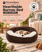 Fernwellpets Hearthside Burrow Bed in Dark Chocolate