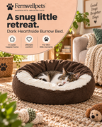 Fernwellpets Hearthside Burrow Bed Dark Chocolate lifestyle