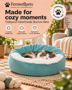 Fernwellpets Hearthside Burrow Bed Tidepool lifestyle