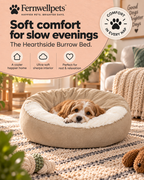Fernwellpets Hearthside Burrow Bed Wheat colour lifestyle