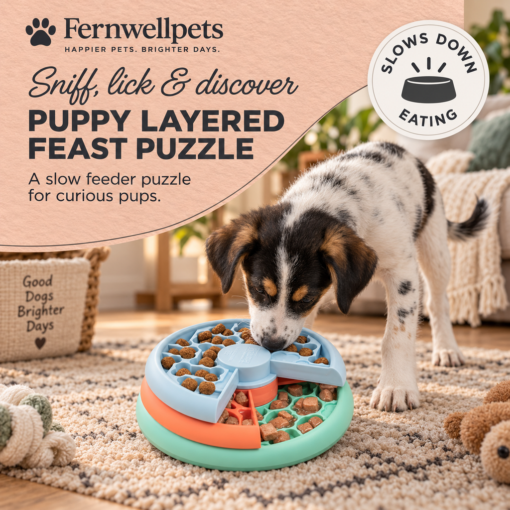 Fernwellpets Puppy Layered Feast Puzzle Feeder for sniffing licking and discovery