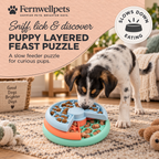 Fernwellpets Puppy Layered Feast Puzzle Feeder for sniffing licking and discovery