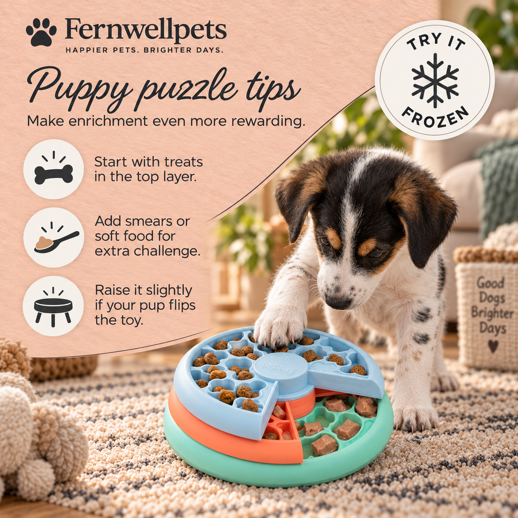 Fernwellpets Puppy Layered Feast Puzzle Feeder tips