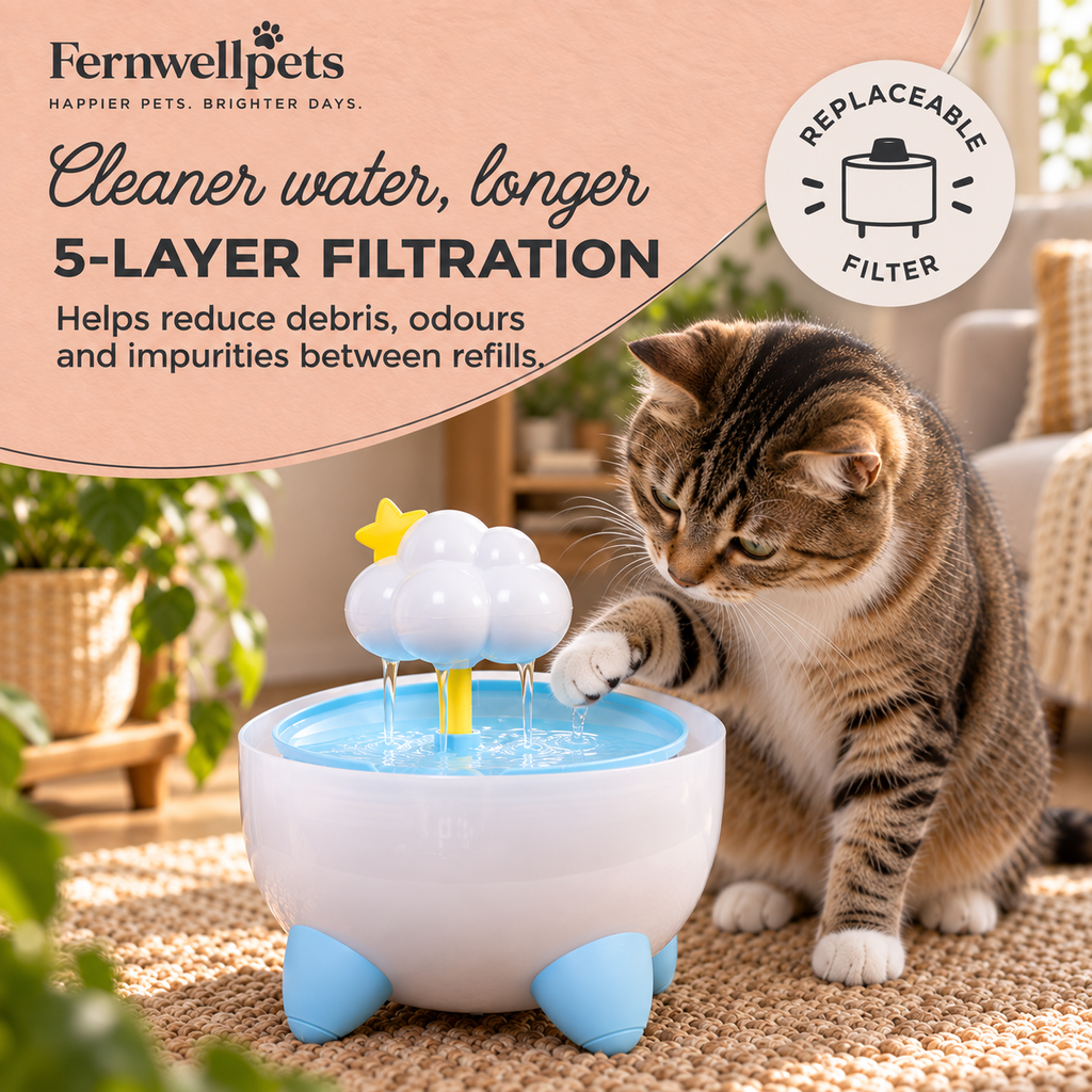 Fernwellpets Rainflow Fountain five layer filtration