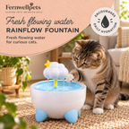 Fernwellpets Rainflow Fountain with curious cat