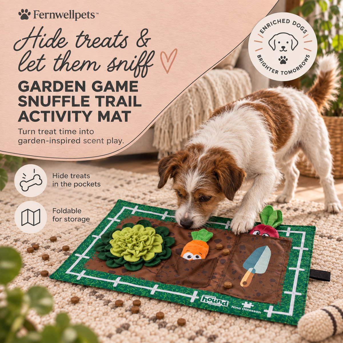Fernwellpets Snuffle Trail Activity Mat Garden variant - hide treats and let them sniff