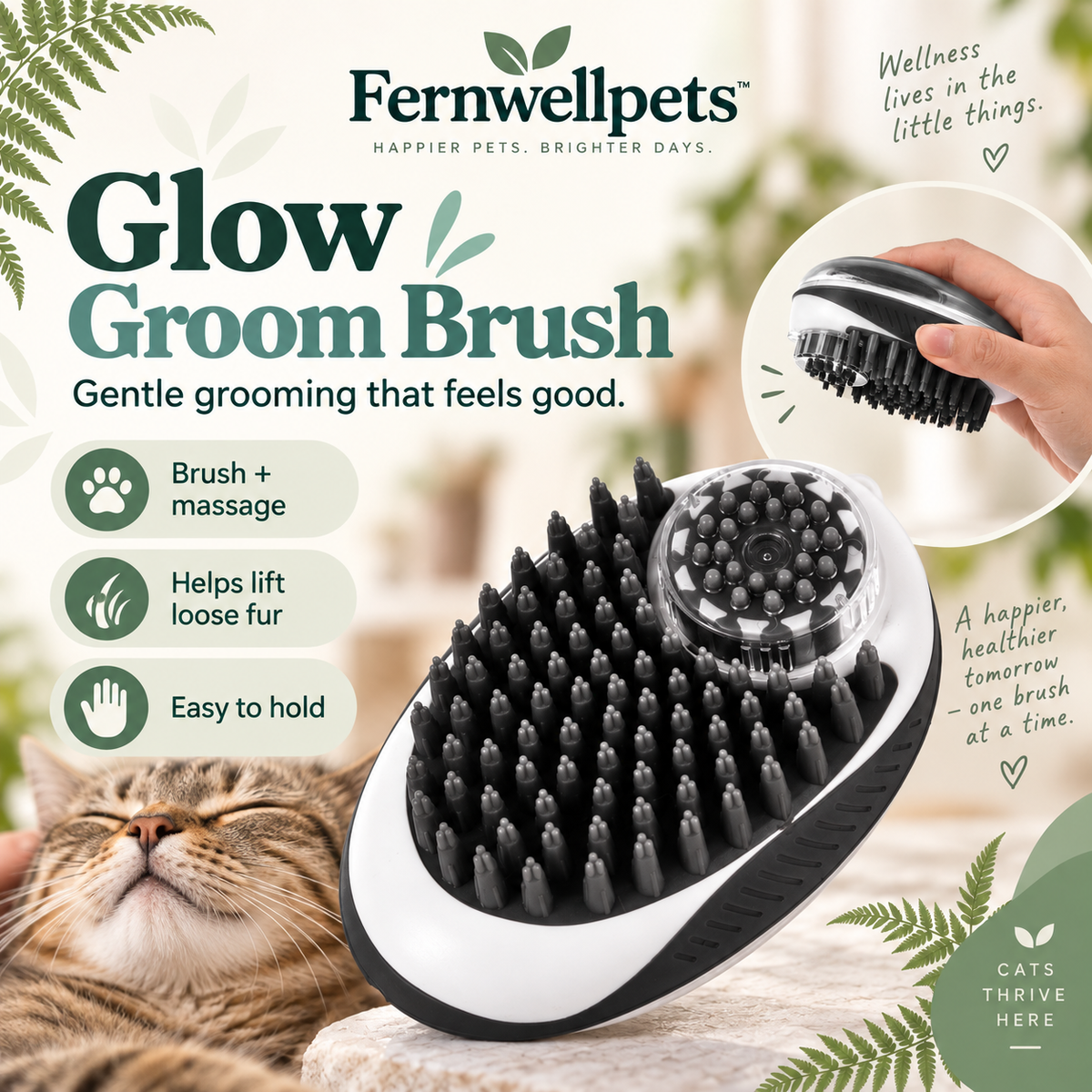 Fernwellpets Wash & Soothe Grooming Brush product view