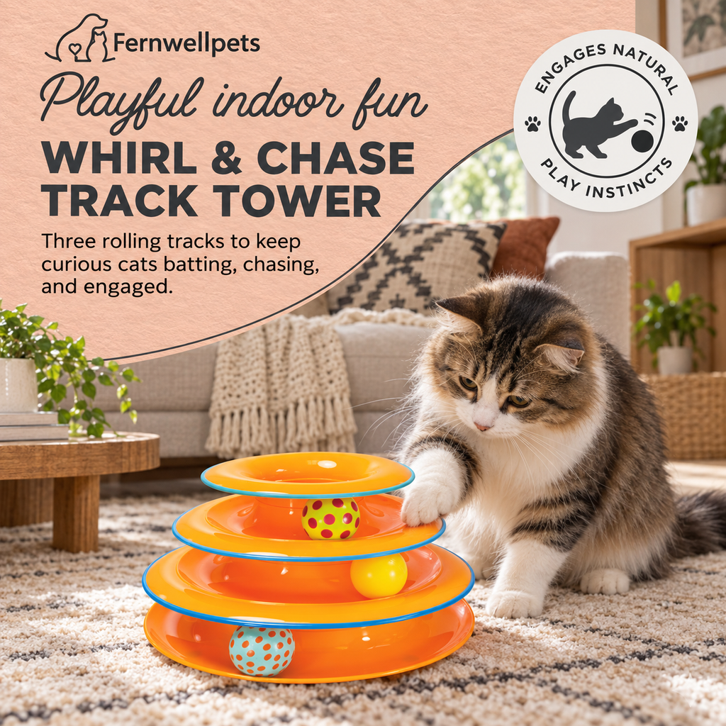 Fernwellpets Whirl & Chase Track Tower playful indoor fun