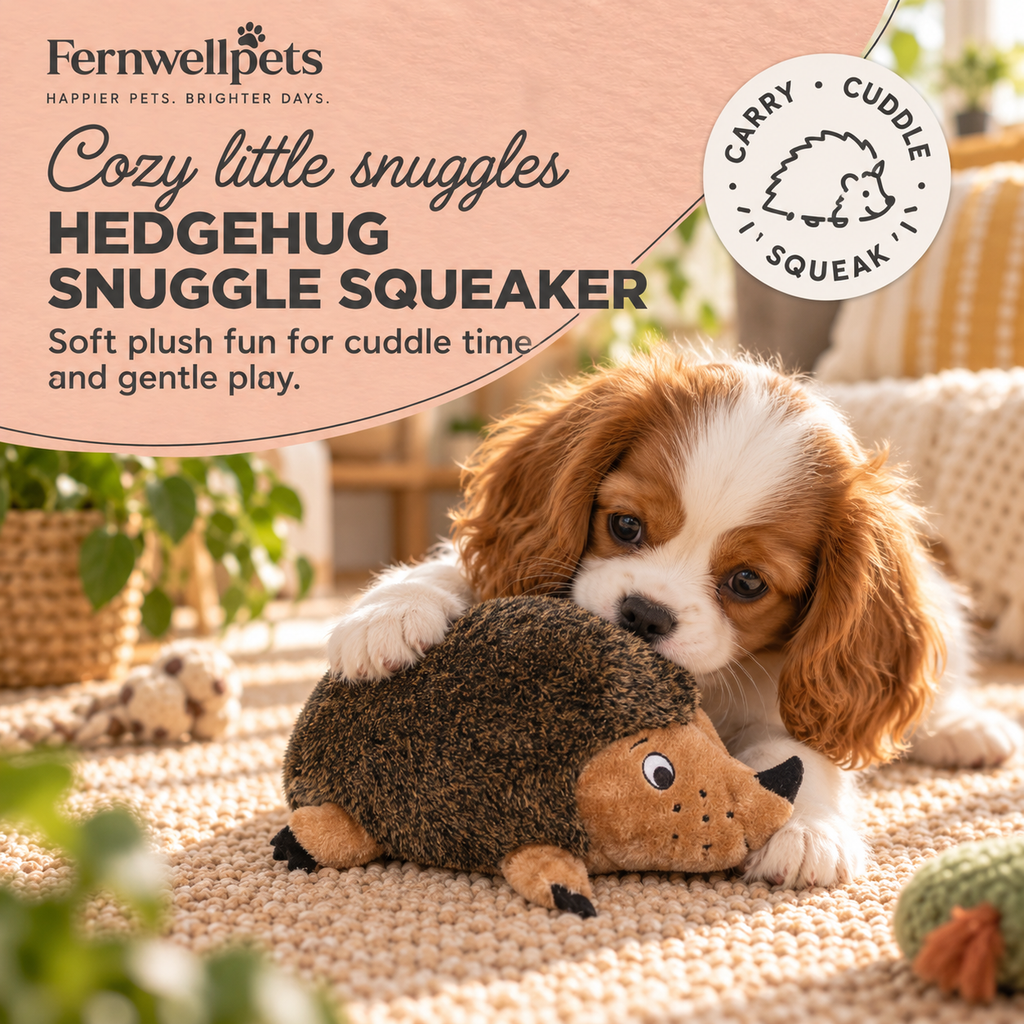 Hedgehug Snuggle Squeaker plush dog toy by fernwellpets