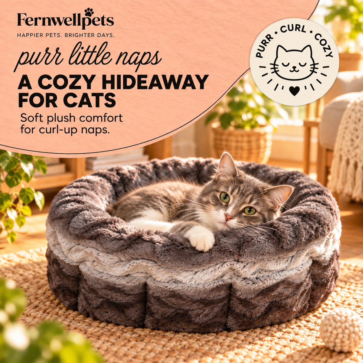MistyNest Reversible Plush Bed cosy cat bed