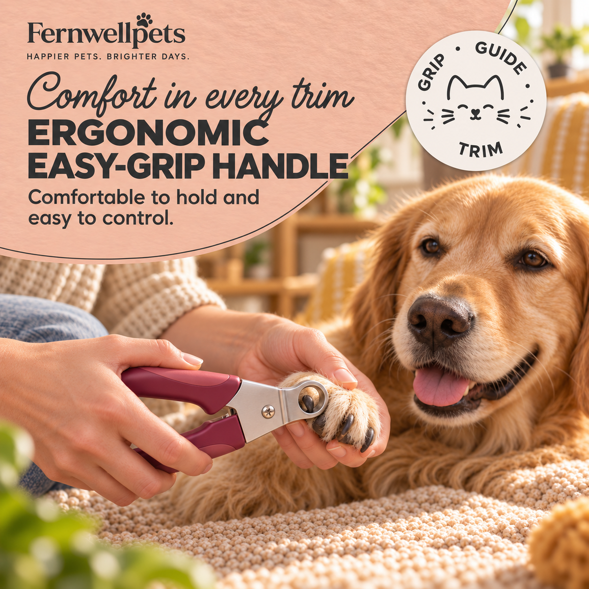PawPrecision Guillotine Nail Clipper ergonomic easy-grip handle
