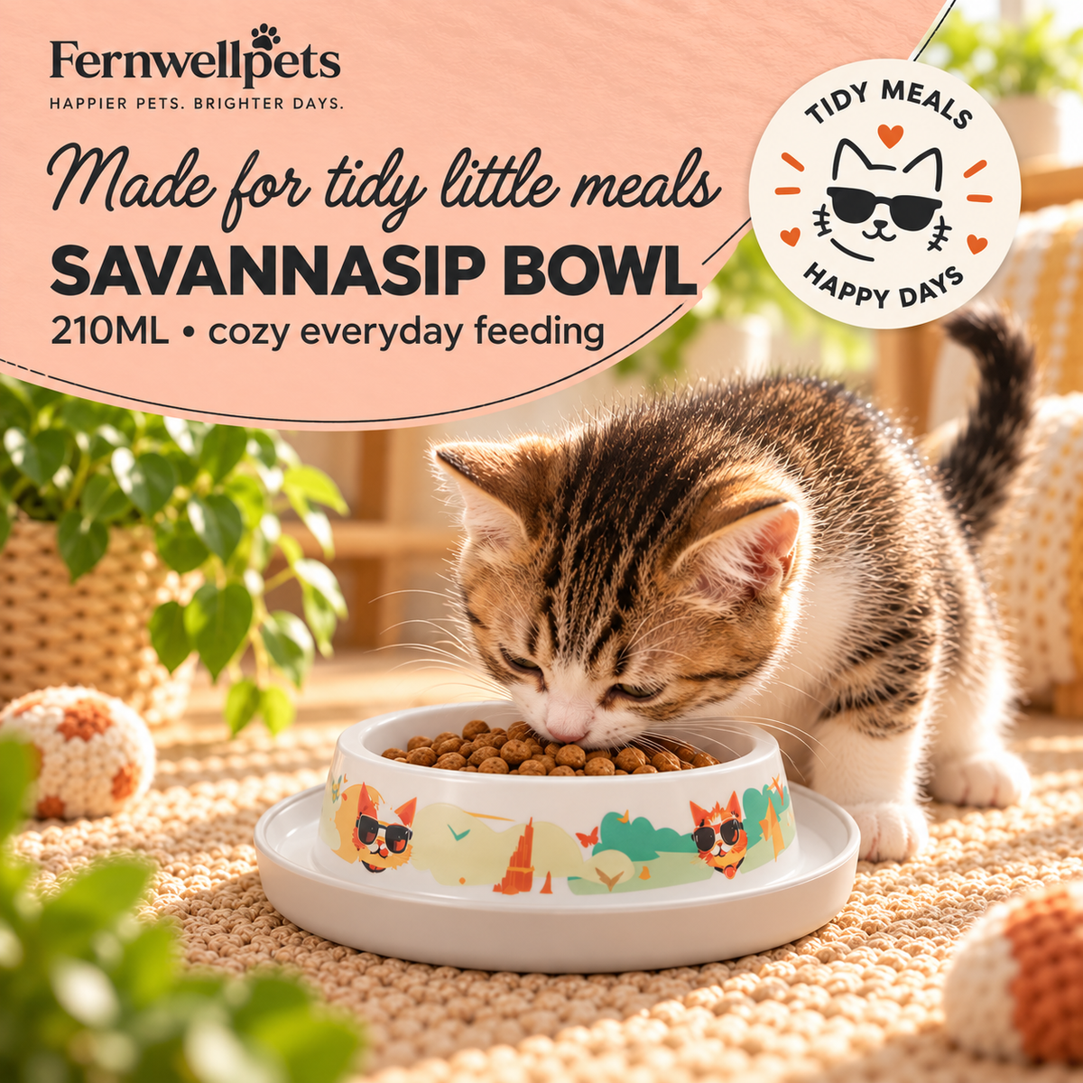 SavannaSip Bowl – 210ml kitten feeding lifestyle image
