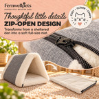 Snuggle Plush 2-in-1 Cat Den zip-open detail and transformation feature