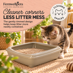 TidyPaws Rimmed Litter Tray – Warm Grey cleaner corners lifestyle image