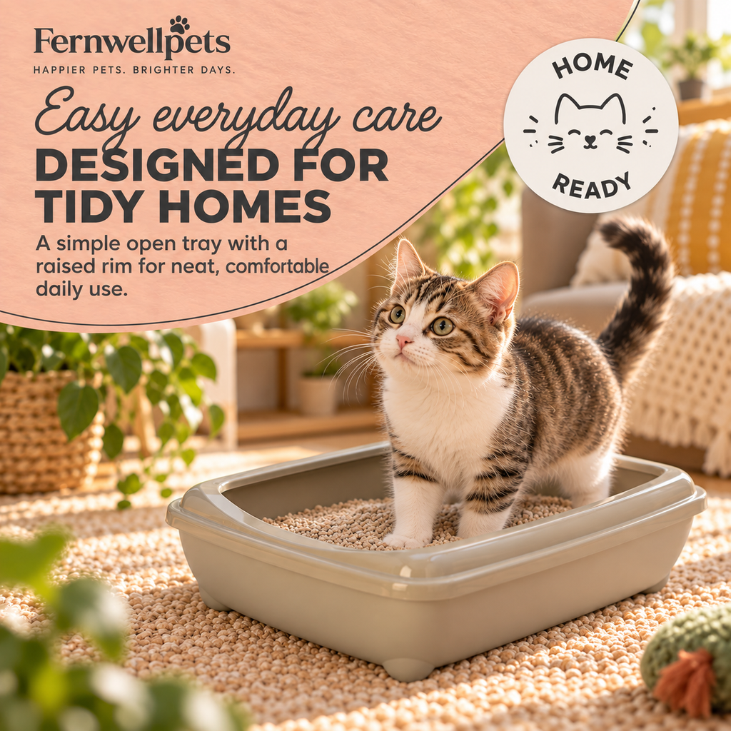 TidyPaws Rimmed Litter Tray – Warm Grey easy everyday care image