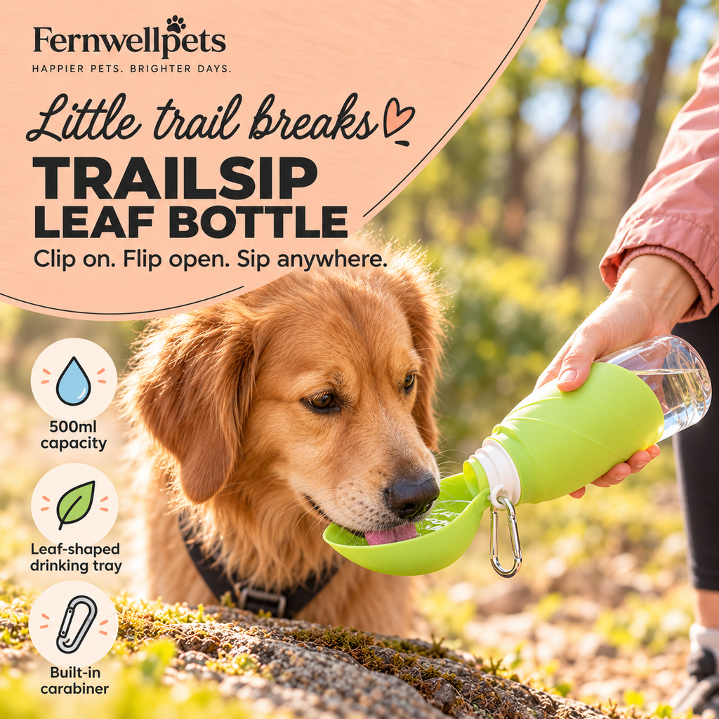 TrailSip Leaf Bottle – 500ml feature image showing leaf-shaped drinking tray and carabiner