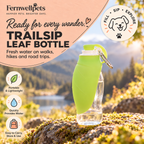 TrailSip Leaf Bottle – 500ml product lifestyle image for walks and road trips